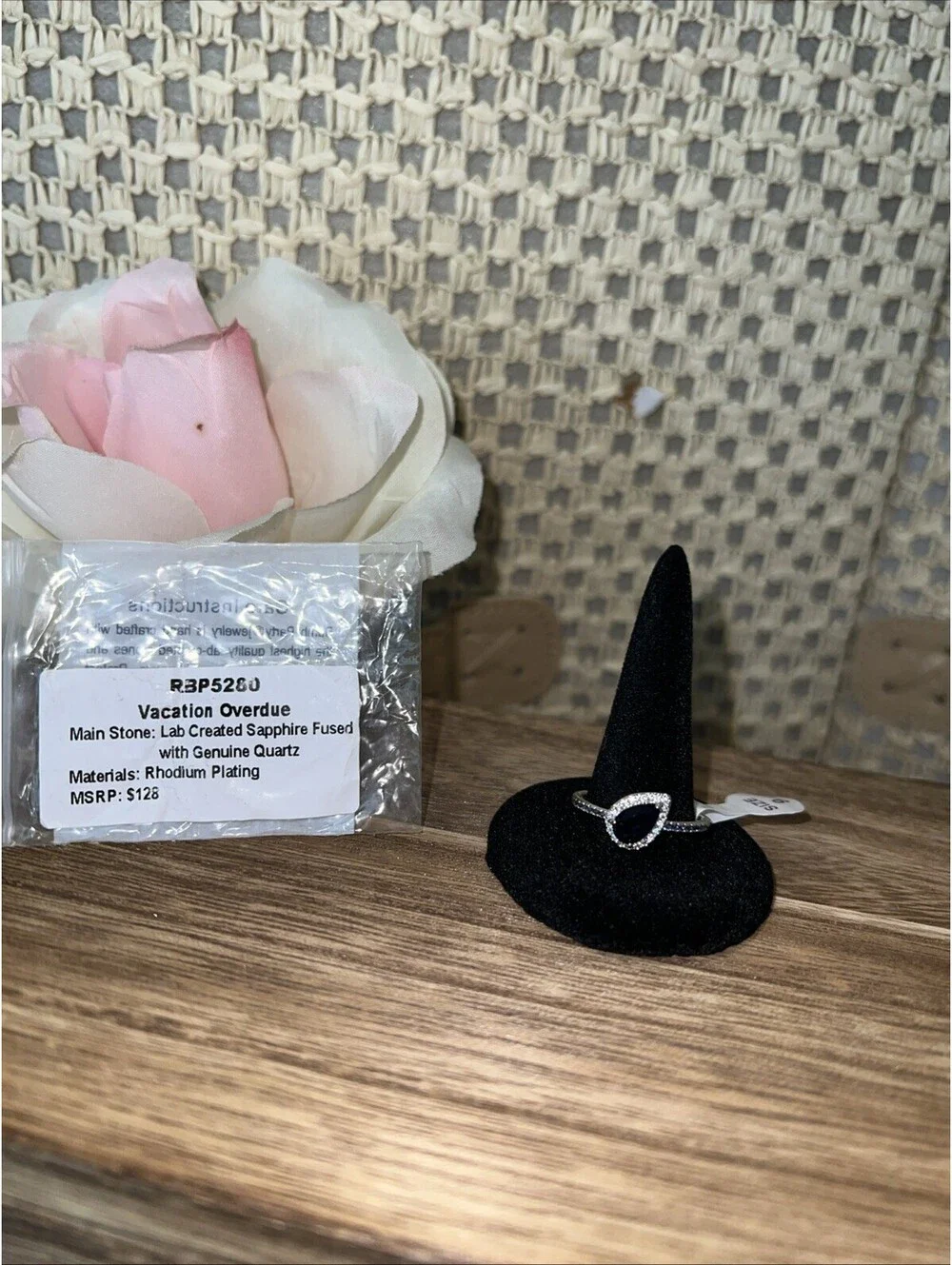 Bomb Party Vacation Overdue Ring Size 9. Lab Created Sapphire W/ Genuine Quartz